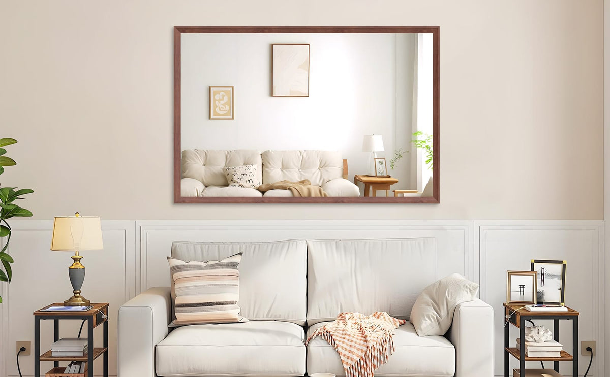 Oversized Walnut Aluminium Bathroom Mirror for large room renovation