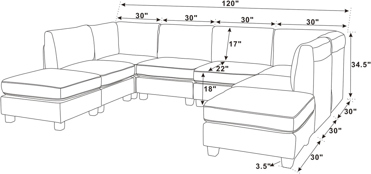 Dark Gray Modular Sectional Sofa - 8 Seat