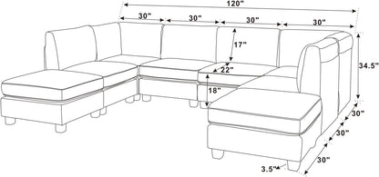 Dark Gray Modular Sectional Sofa - 8 Seat