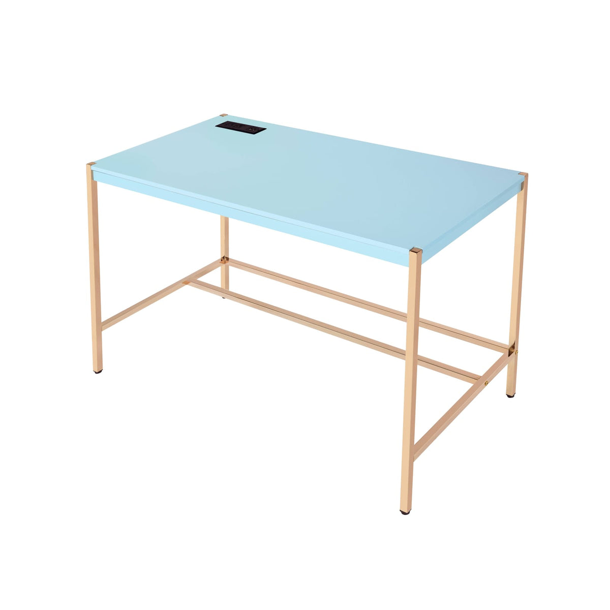 Gold Metal Writing Desk with USB for Compact Productivity Workspace for Home Office