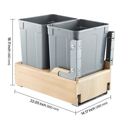 Gray Pullout Waste Container - 2 x 35QT Kitchen Bin