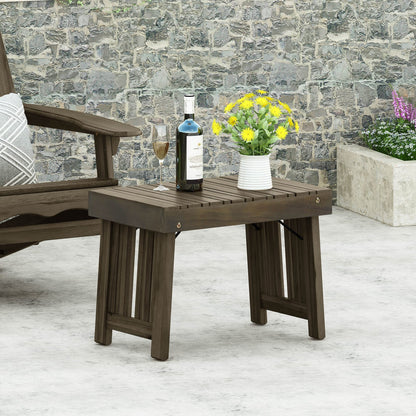 Foldable Grey Acacia Wood Side Table for Garden or Poolside Decor