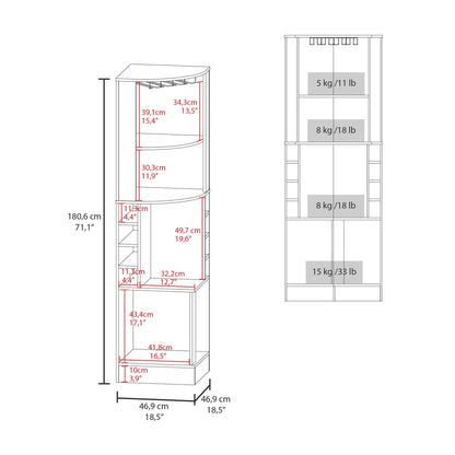 White Corner Bar Cabinet with Wine Storage - Freestanding Shelves