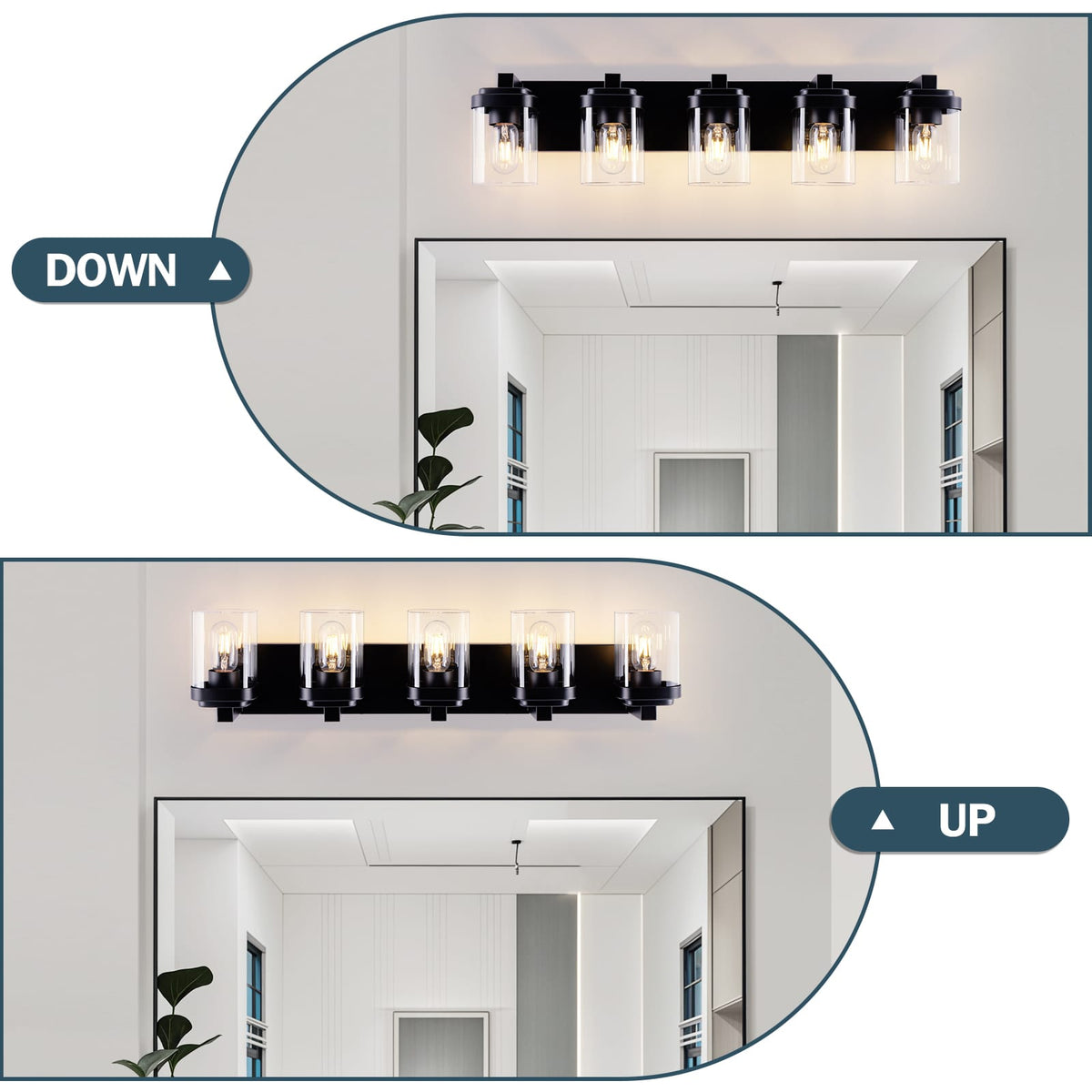 Matte Black Iron Vanity Light Fixture for Bathroom Mirror