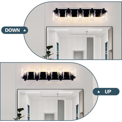 Matte Black Iron Vanity Light Fixture for Bathroom Mirror