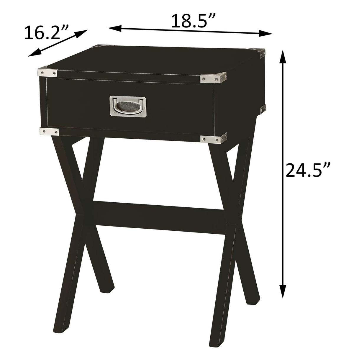 Black Rectangular End Table with Drawers