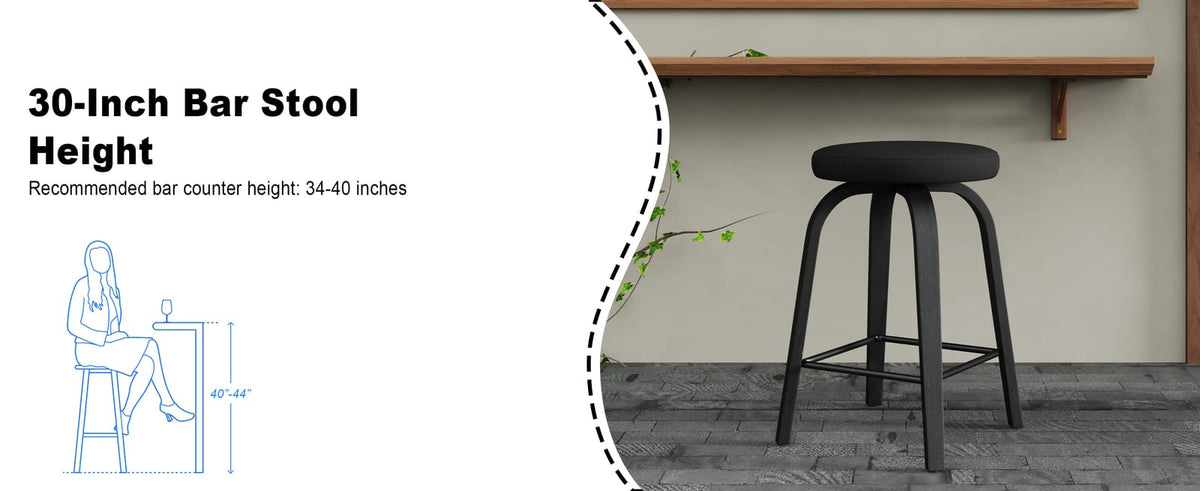 Black Swivel Bar Stools Set of 2 - Counter Height Dining Chairs