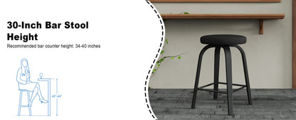 Black Swivel Bar Stools Set of 2 - Counter Height Dining Chairs