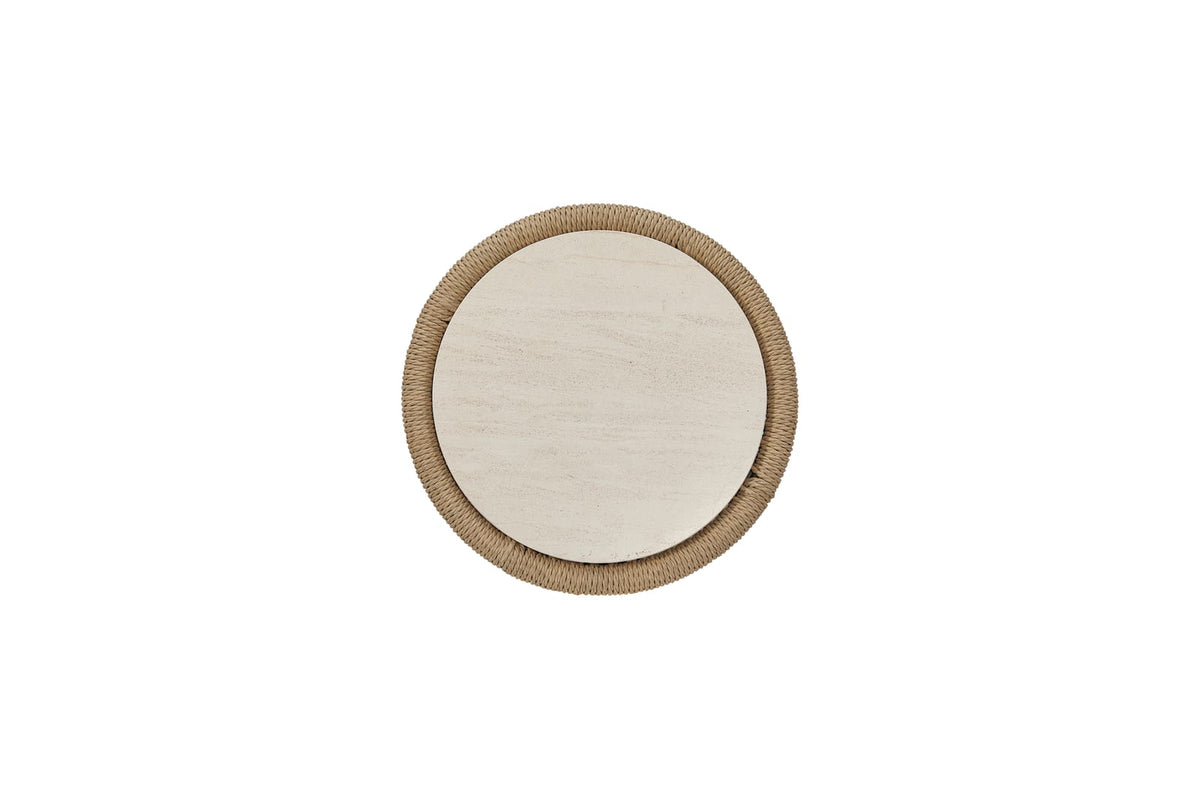Beige Rope Accent Table with Cylindrical Design for Living Spaces for Living Room