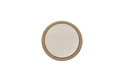 Beige Rope Accent Table with Cylindrical Design for Living Spaces for Living Room