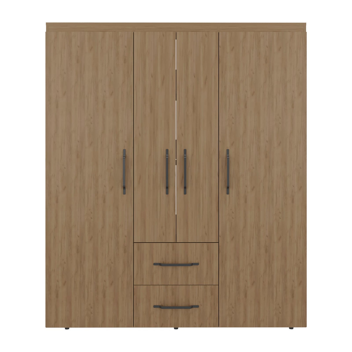 Light Natural 4-Door Dresser with Hanging Rods