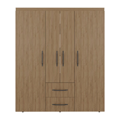 Light Natural 4-Door Dresser with Hanging Rods