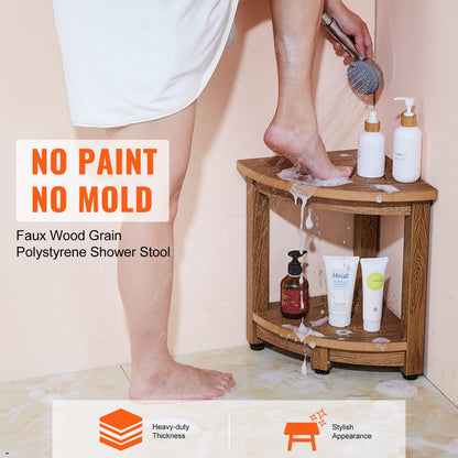 Teak Corner Shower Bench - Waterproof & Durable Storage Stool