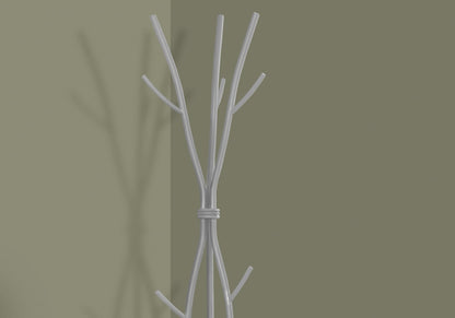 Silver Metal Coat Rack - 8 Hooks Hall Tree Entryway Storage