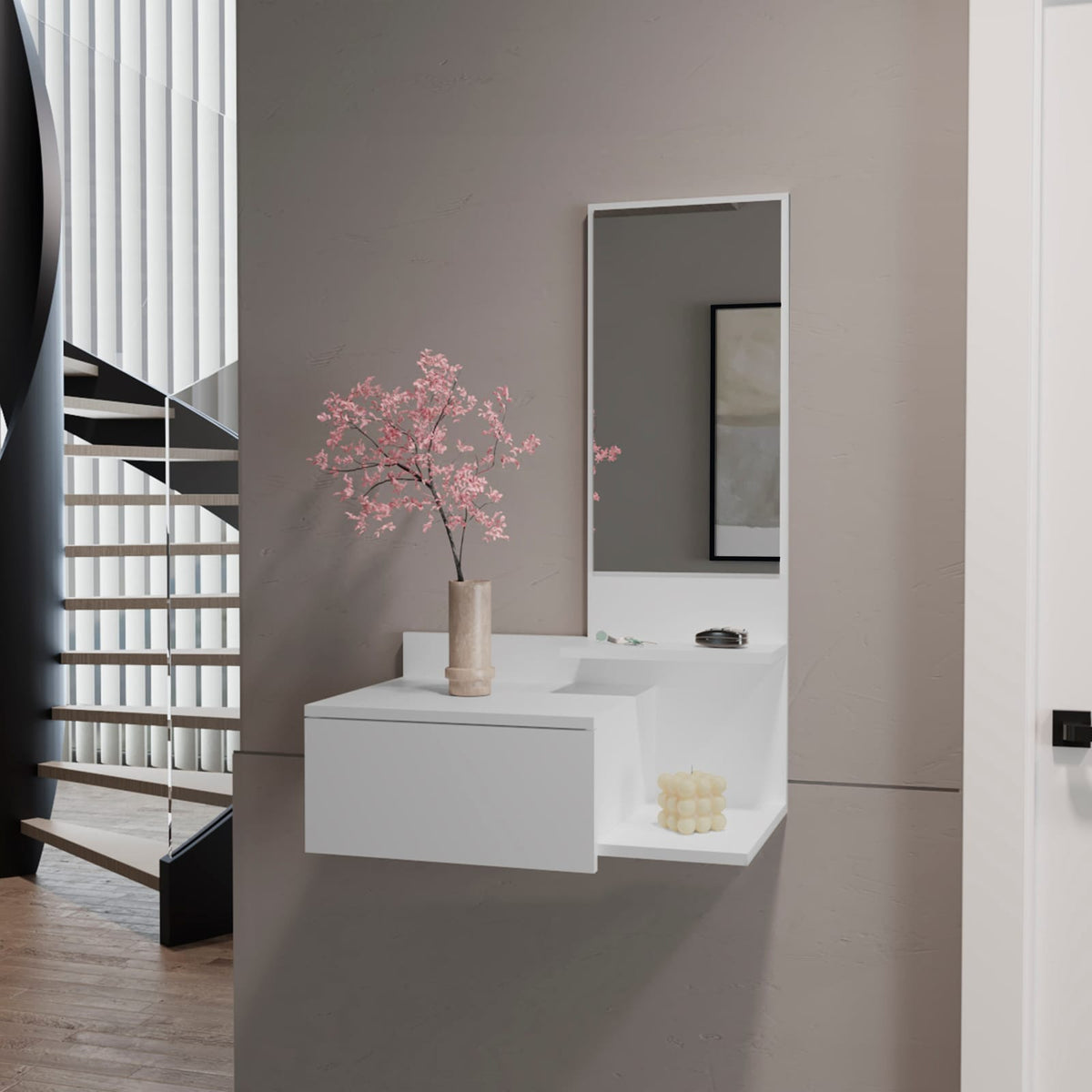 White Wall Mounted Cabinet - 13.7 x 23.6 x 36.2", Storage Unit