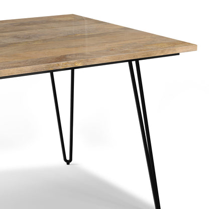 66 Inch Light Brown Wood Dining Table - Modern Industrial Style