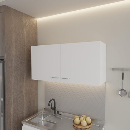 White Kitchen Cabinet - 19.3" Storage Unit for Living Room