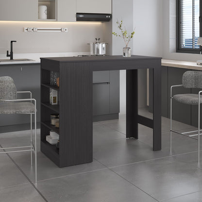 Black Counter Table with Shelves - Modern Dining Table for Living Room