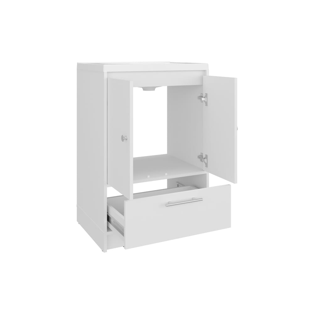White Bathroom Vanity with Storage - 60" Wide