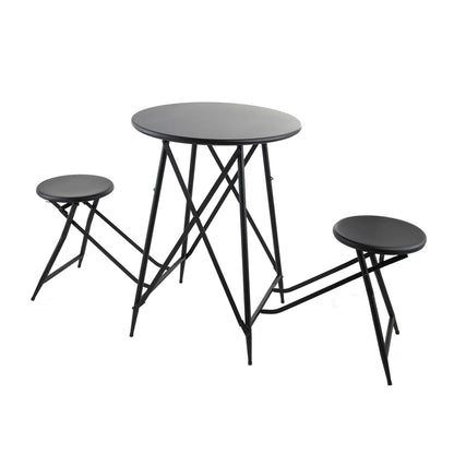Industrial Black Iron Side Table and Seating Set for Dining Room