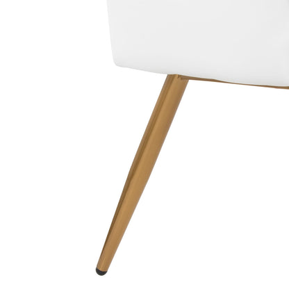 White Faux Leather Bench for Dining Room Seating with Gold Steel Legs