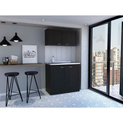 Black Cabinet Set - 2-Part Storage Solution