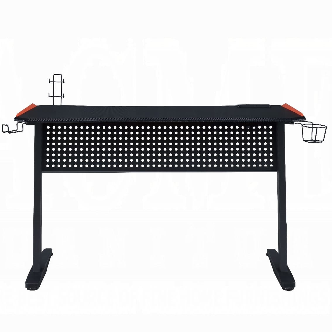 Black Red Gaming Table with LED Light and USB Charging Port