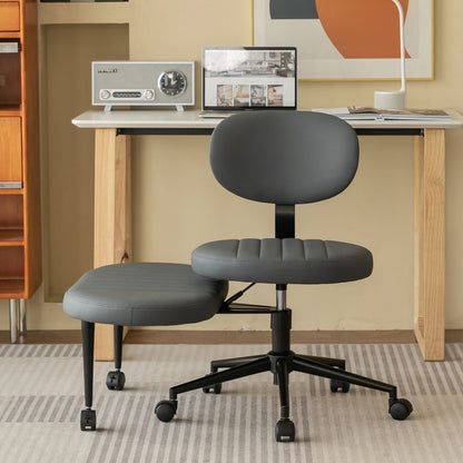 Ergonomic Cross Legged Chair - Grey Faux Fur Meditation Office Chair