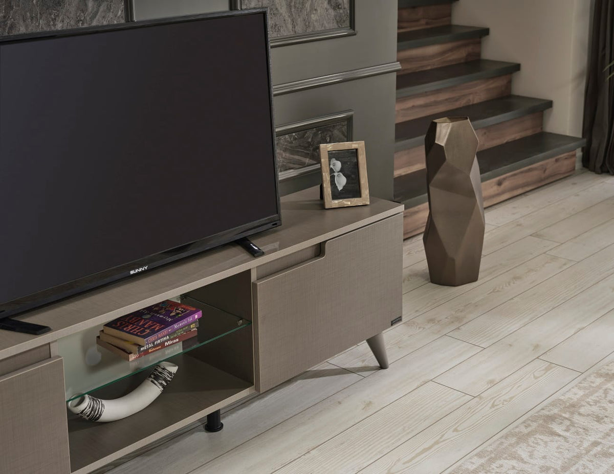 Brown Solid Wood TV Stand for Small Living Room Cabinets