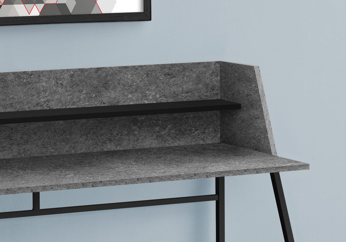 Grey Computer Desk with Hutch - 48" L Workstation