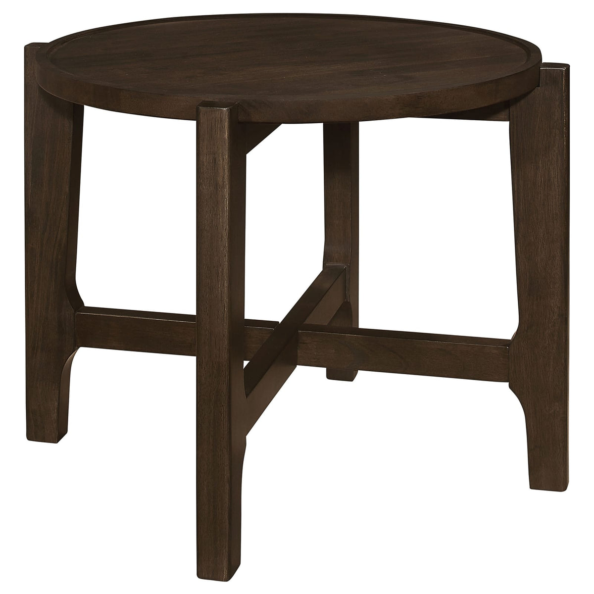 Mavis Dark Brown Round End Table - Solid Wood Storage