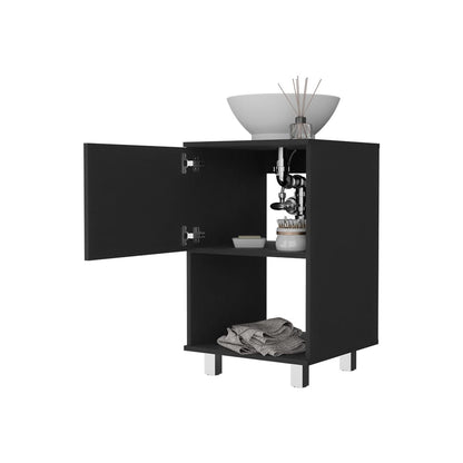 Black Bathroom Vanity with Single Door & Shelf