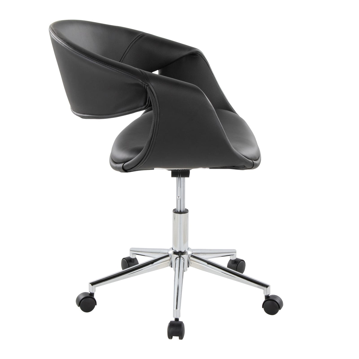 Black Faux Leather Swivel Task Chair - Chrome Base