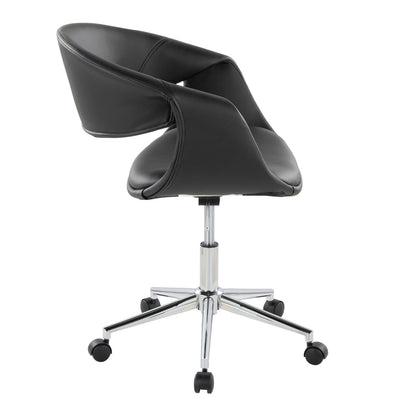 Black Faux Leather Swivel Task Chair - Chrome Base