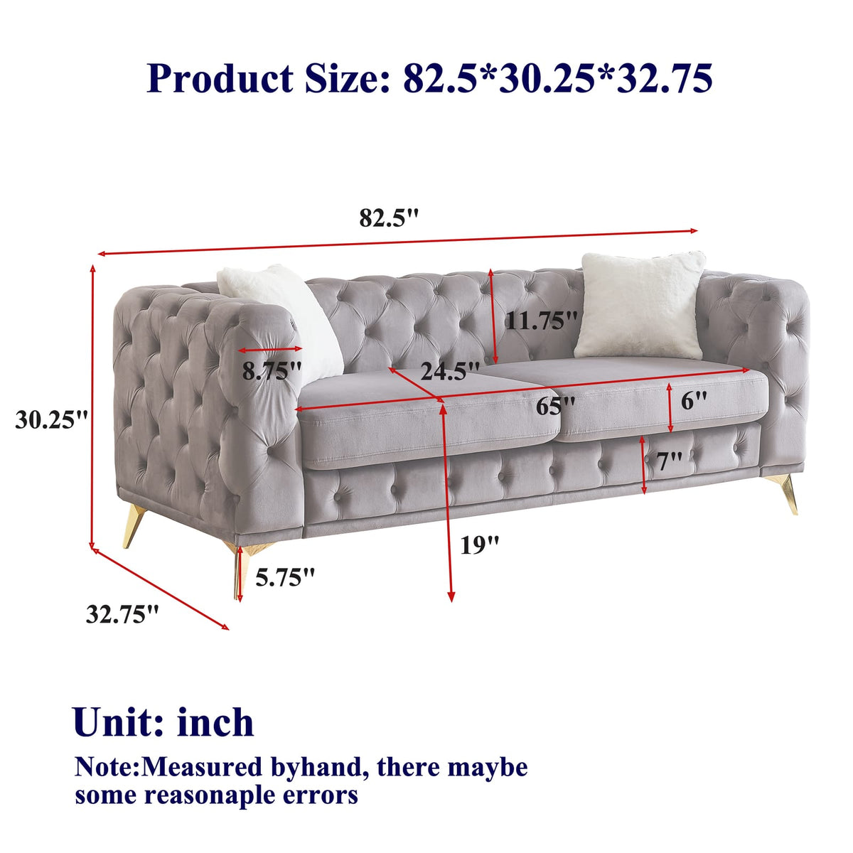 Black Velvet 3 Seat Chesterfield Sofa with Tufting for Living Room