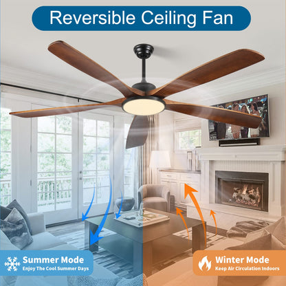 72 Inch Black Walnut Ceiling Fan Bedroom