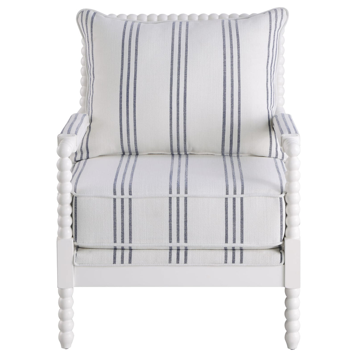 White and Navy Upholstered Stripe Accent Chair - 29.5"W