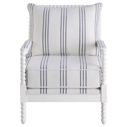White and Navy Upholstered Stripe Accent Chair - 29.5"W