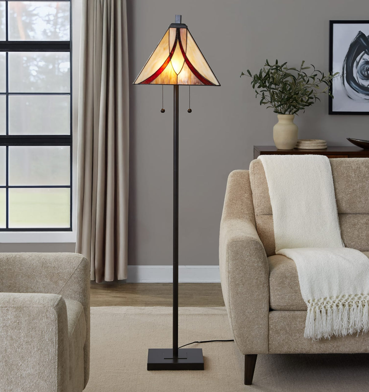 63" Floor Lamp - Bronze, Glass & Metal Bedroom Lighting