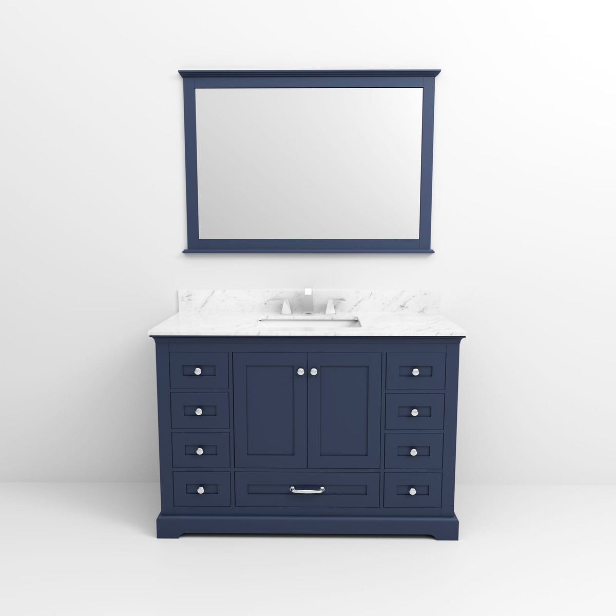 Navy Blue Bathroom Vanity with Marble Top