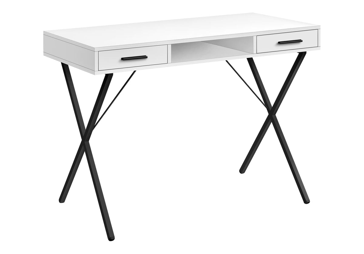 White Computer Desk with Storage Drawers - 42" L x 20" W for Home Office