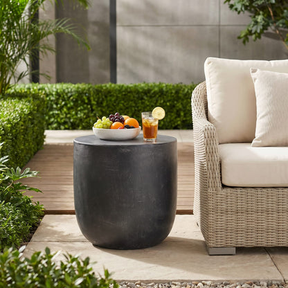 Lightweight Concrete Outdoor Side Table - Matte Black