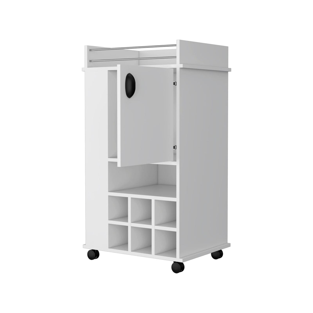 White Engineered Wood Nightstand with Two Drawers for Dining Room