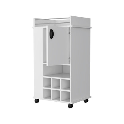 White Engineered Wood Nightstand with Two Drawers for Dining Room