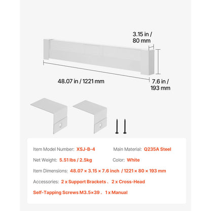 4ft White Baseboard Heater Cover - Steel Protection