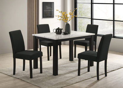 Rectangular Faux Marble Dining Table with Wood Finish for Dining Room