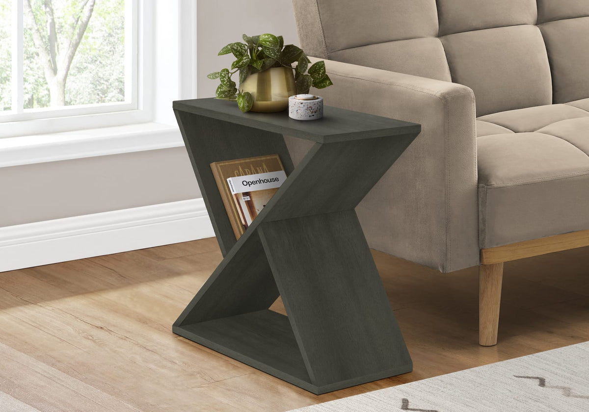 Accent Table - Dark Green MDF Side Table, Narrow Storage for Living Room