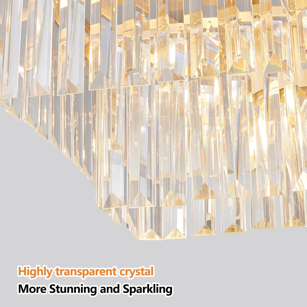 Gold Iron Crystal Chandelier - Living Room Lighting