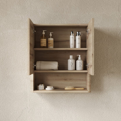 26" White Oak Bathroom Storage Cabinet with 2 Doors