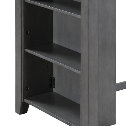 36" Gray Wood Dining Table with USB Ports & Shelves for Dining Room